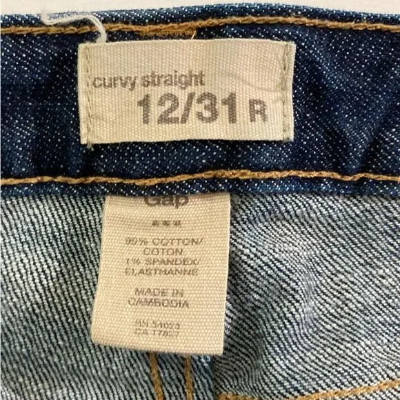 Gap Factory Curvy Jeans Womens 12/31R Low Rise Straight Leg Blue Denim - Picture 6 of 10